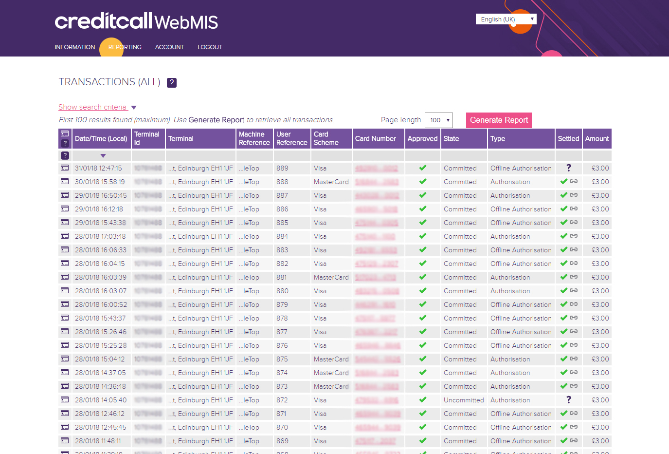 A Creditcall report on received donations