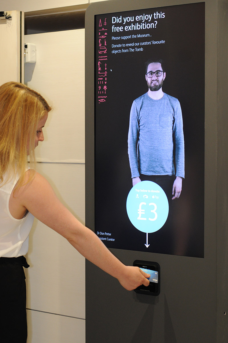 The contactless donations kiosk at National Museum of Scotland