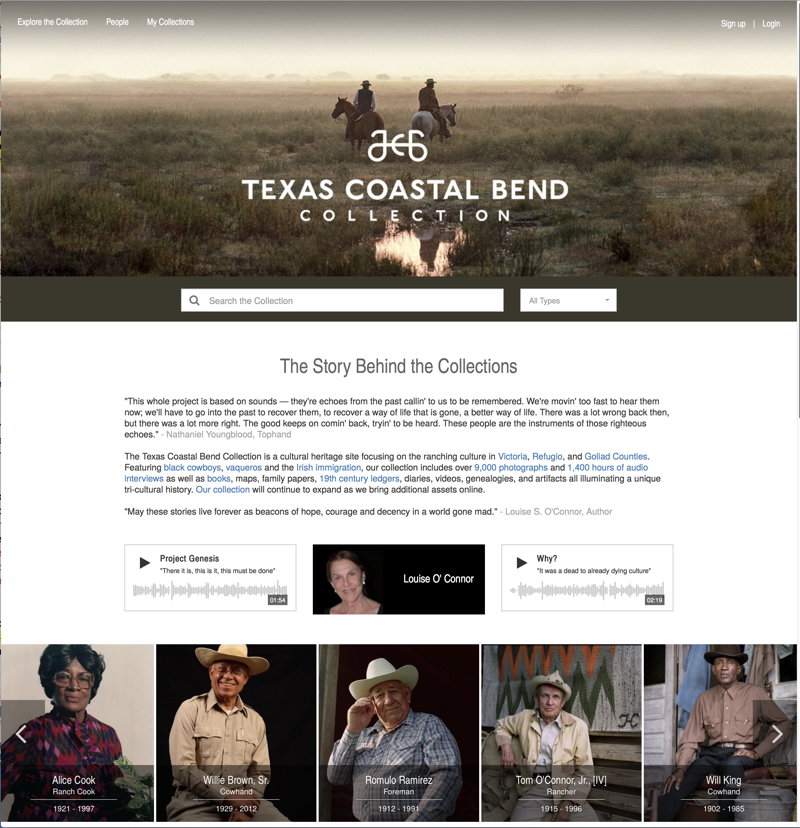 Figure 1: Texas Coastal Bend Collection homepage; http://texascoastalbend.org