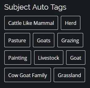 Fig 6. Tags generated by Google Cloud Vision API for “Cattle on a Beach” painting.
