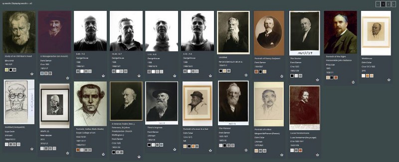 Fig 9. Example search results for “facial hair”, made possible through Google Cloud Vision subject tagging.