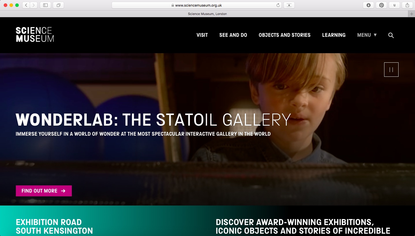 Science Museum website screenshot