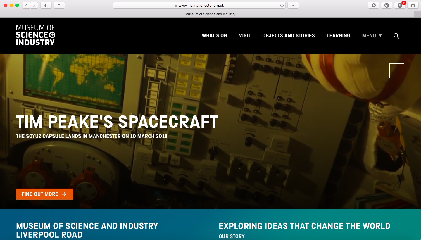 Museum of Science and Industry website screenshot